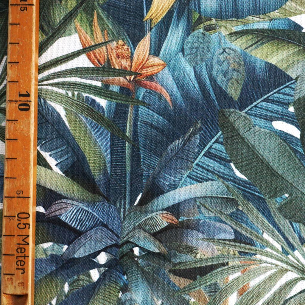 Dekostoff Halbpanama Dschungel grün petrolblau